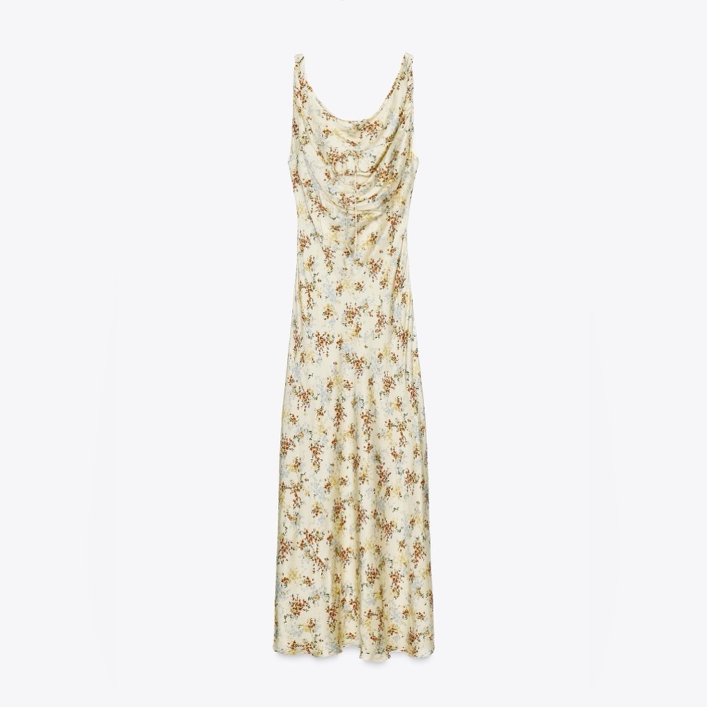 ๐(NWT) ZARA Bloggers Fav ZW Collection Printed Floral Satin Dress. Size XL. - Picture 5 of 14